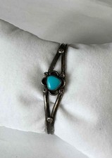 Fred Harvey Style Sterling Silver & Turquoise Cuff Bracelet - Additional view 1