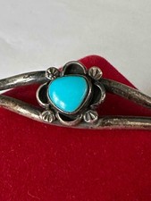 Fred Harvey Style Sterling Silver & Turquoise Cuff Bracelet - Additional view 2