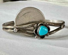 Fred Harvey Style Sterling Silver & Turquoise Cuff Bracelet - Additional view 8