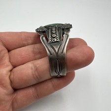 Vintage Silver Products Fred Harvey Era Coin Silver Turquoise Cuff Bracelet - Additional view 1