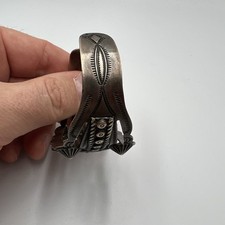 Vintage Silver Products Fred Harvey Era Coin Silver Turquoise Cuff Bracelet - Additional view 3