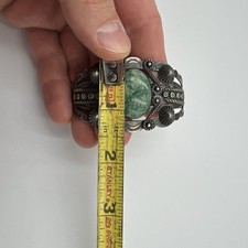 Vintage Silver Products Fred Harvey Era Coin Silver Turquoise Cuff Bracelet - Additional view 7