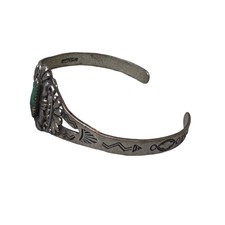 Vtg Fred Harvey Era Childs Sterling Silver Cuff Bracelet Turquoise Boy Girl Baby - Additional view 1