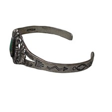 Vtg Fred Harvey Era Childs Sterling Silver Cuff Bracelet Turquoise Boy Girl Baby - Additional view 5