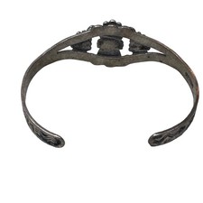 Vtg Fred Harvey Era Childs Sterling Silver Cuff Bracelet Turquoise Boy Girl Baby - Additional view 6