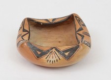 Vintage Hopi Pottery Unusual Bowl Folded Edges Fred Harvey Painted Desert Inn