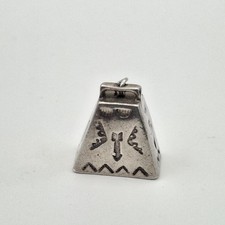 Vintage Fred Harvey Era 925 Sterling Silver Arrow Stamped Bell Charm w/ Clapper - Additional view 2