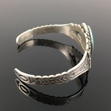FRED HARVEY ERA STERLING SILVER & NATURAL TURQUOISE TOURIST CUFF BRACELET - Additional view 7