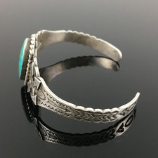 FRED HARVEY ERA STERLING SILVER & NATURAL TURQUOISE TOURIST CUFF BRACELET - Additional view 10