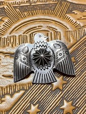 Antique Sterling Silver Repoussé Thunderbird Pin Brooch Rare Fred Harvey Era