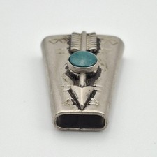 Vintage Fred Harvey Era 925 Sterling Silver Turquoise Arrow Slide Bolo Tie Clasp - Additional view 1
