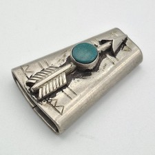 Vintage Fred Harvey Era 925 Sterling Silver Turquoise Arrow Slide Bolo Tie Clasp - Additional view 4