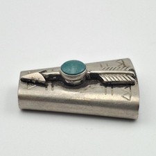 Vintage Fred Harvey Era 925 Sterling Silver Turquoise Arrow Slide Bolo Tie Clasp - Additional view 8