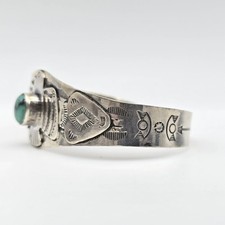 Fred Harvey Tribute Turquoise Sterling Silver Thunderbird Cuff Bracelet - Additional view 4