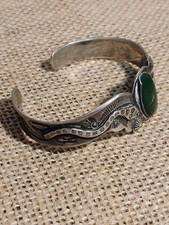Navajo Fred Harvey Era 1930's Green Turquoise Rattlesnake Whirling Log Silver... - Additional view 1