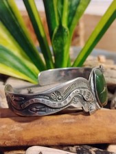 Navajo Fred Harvey Era 1930's Green Turquoise Rattlesnake Whirling Log Silver... - Additional view 14
