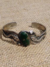 Navajo Fred Harvey Era 1930's Green Turquoise Rattlesnake Whirling Log Silver... - Additional view 21