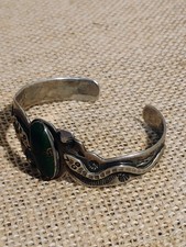 Navajo Fred Harvey Era 1930's Green Turquoise Rattlesnake Whirling Log Silver... - Additional view 5