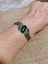 Navajo Fred Harvey Era 1930's Green Turquoise Rattlesnake Whirling Log Silver... - Additional view 9