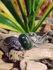 Navajo Fred Harvey Era 1930's Green Turquoise Rattlesnake Whirling Log Silver... - Additional view 10