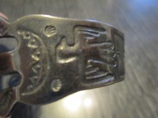 Fred Harvey Era Vtg Navajo Bracelet Coin Silver Green Cerrillos Turquoise Cuff - Additional view 4