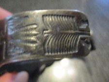 Fred Harvey Era Vtg Navajo Bracelet Coin Silver Green Cerrillos Turquoise Cuff - Additional view 5