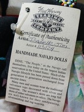 Hand-made Navajo Man Woman Doll Set Fred Harvey Trading Co. Artist Isabelle Jim - Additional view 1