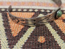 VTG Fred Harvey Era Sterling Silver & Stamped Whirling Log Cuff Bracelet 6.5” - Additional view 3