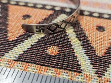 VTG Fred Harvey Era Sterling Silver & Stamped Whirling Log Cuff Bracelet 6.5” - Additional view 4