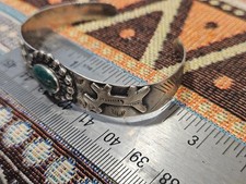 Vintage FRED HARVEY ERA Navajo Turquoise Horse Dog Sterling Bracelet size 6.5 - Additional view 1