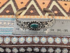 Vintage FRED HARVEY ERA Navajo Turquoise Horse Dog Sterling Bracelet size 6.5