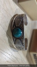 Vintage Fred Harvey Era Navajo Turquoise arrow Coin silver Bracelet 7 G2U - Additional view 13