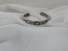 1920's Fred Harvey Era Navajo Stamped Design Sterling Silver Bracelet 6.5