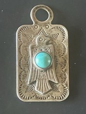 Vintage Fred Harvey Thunderbird Sterling Silver Turquoise Charm 50 Yrs+ - Additional view 1