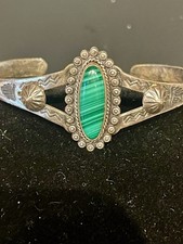 Vintage Fred Harvey Sterling silver With Malachite Stone- Many Stampings - Additional view 1