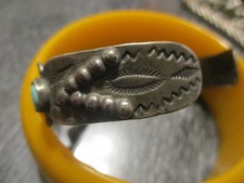 Fred Harvey Era Vintage Navajo Sterling Silver Stamped Turquoise Cuff Bracelet! - Additional view 2