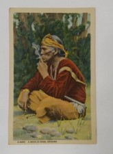 Fred Harvey Navajo Sage Native American Smoke Vintage Postcard Arizona Souvenir