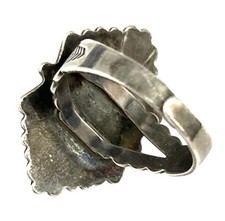 VINTAGE FRED HARVEY ERA Stamped Sterling Silver ROPE & RAINDROP TURQUOISE Ring - Additional view 4