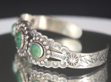 Vtg Fred Harvey Era Navajo Sterling Silver Turquoise Cuff Bracelet 6