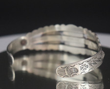 Vtg Fred Harvey Era Navajo Sterling Silver Turquoise Cuff Bracelet 6