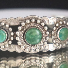 Vtg Fred Harvey Era Navajo Sterling Silver Turquoise Cuff Bracelet 6
