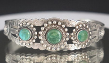 Vtg Fred Harvey Era Navajo Sterling Silver Turquoise Cuff Bracelet 6