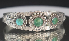 Vtg Fred Harvey Era Navajo Sterling Silver Turquoise Cuff Bracelet 6" - 19.6gr