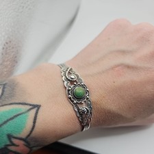 Vintage Silver Fred Harvey Turquoise Cuff Bracelet. Sterling Silver Turquoise - Additional view 3