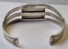 Vintage Sterling Silver Fred Harvey Era Petrified Wood Cuff Bracelet Navajo 6.25 - Additional view 4