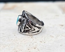 Vintage Sterling Turquoise Thunderbird “Battery Bird” Ring Fred Harvey Style - Additional view 4