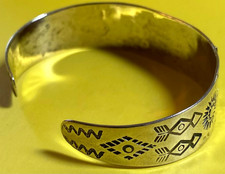 ANTIQUE NAVAJO  SILVER CUFF FRED HARVEY ERA GREEN TURQUOISE 18.5 GR. CERRILLOS ? - Additional view 2