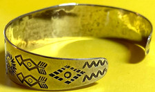 ANTIQUE NAVAJO  SILVER CUFF FRED HARVEY ERA GREEN TURQUOISE 18.5 GR. CERRILLOS ? - Additional view 4