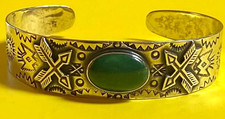 ANTIQUE NAVAJO SILVER CUFF FRED HARVEY ERA GREEN TURQUOISE 18.5 GR. CERRILLOS ?