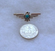 Fred Harvey Era Navajo Sterling Silver 925 Turquoise Thunderbird Brooch Pin - Additional view 2